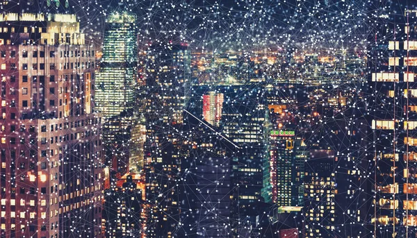 New York városának éjszakai látképe — Stock Fotó