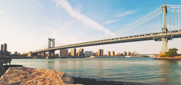 View of the Manhattan bridge from Brooklyn, New York