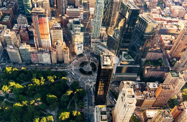 Vista aérea de Columbus Circle y Central Park en la ciudad de NY — Foto de Stock