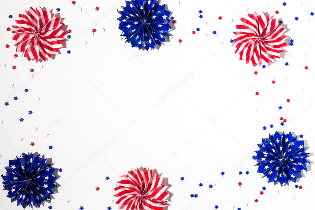 USA holiday decorations on a white background