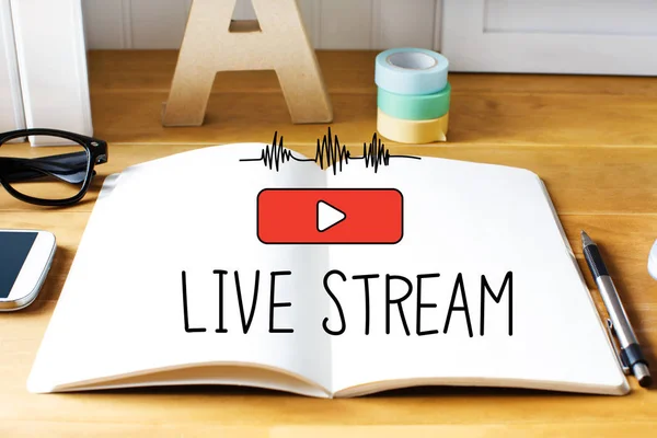 Live Stream concept with notebook — Stock Photo, Image