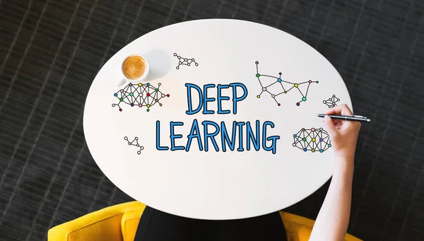 Deep Learning text on a white table