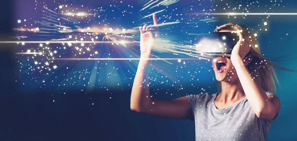 Woman in virtual reality headset — Stock Photo, Image