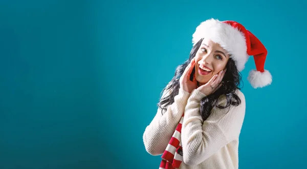 Feliz joven con sombrero de Santa — Foto de Stock