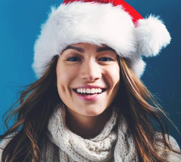 Mujer con sombrero de Santa — Foto de Stock
