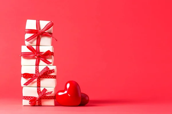 Collezione di scatole regalo con cuori — Foto Stock