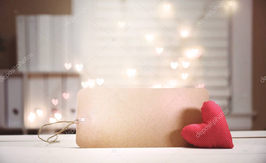 Heart cushion with card