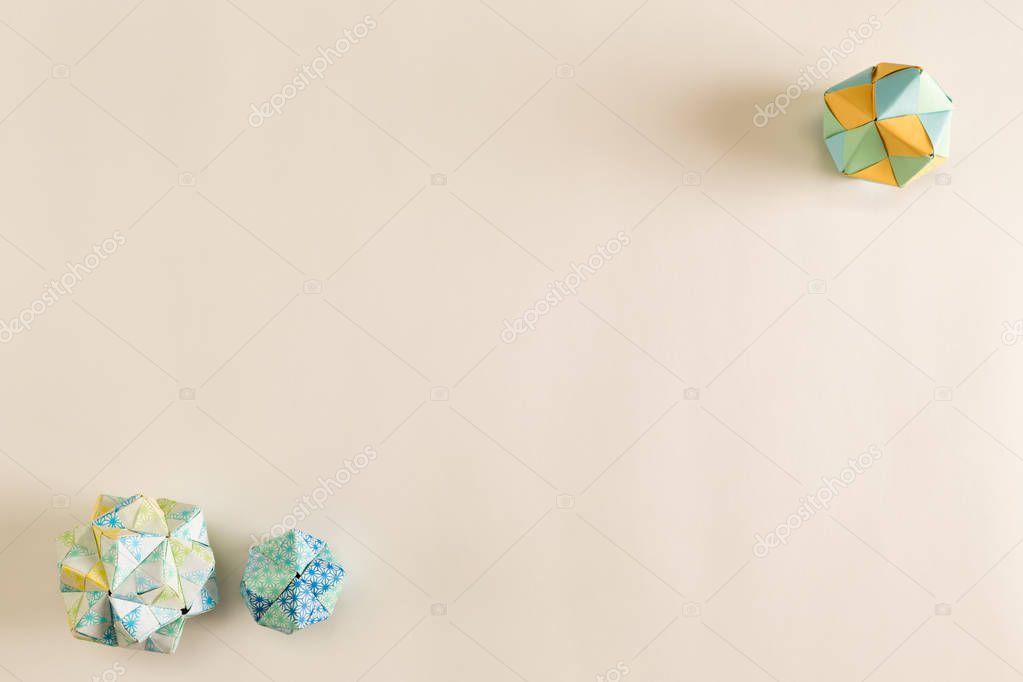 Overhead view of origami balls