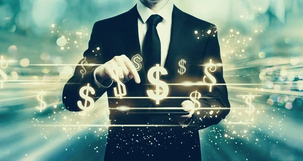 Dollar mit Mann in der Hand — Stockfoto