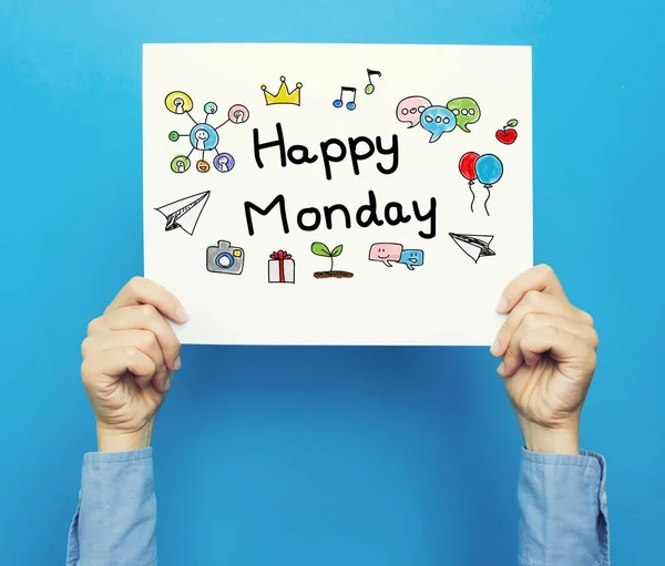 Текст "Счастливый понедельник" на белом плакате — стоковое фото