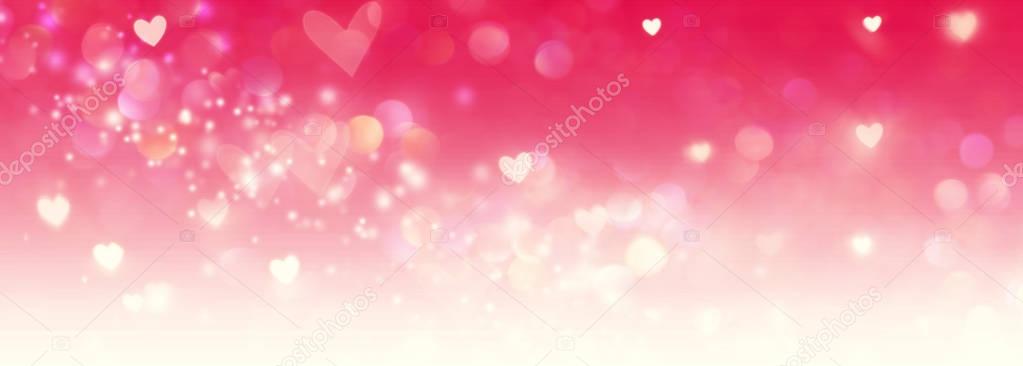 Shiny hearts and abstract lights background