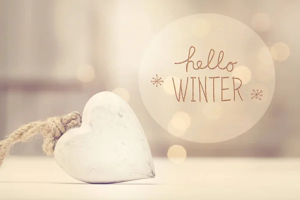 こんにちは、白心と冬のメッセージ — ストック写真