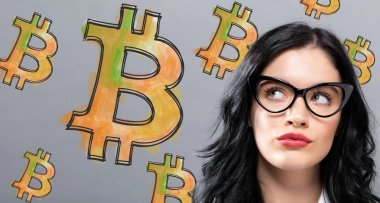 Bitcoin genç iş kadını ile