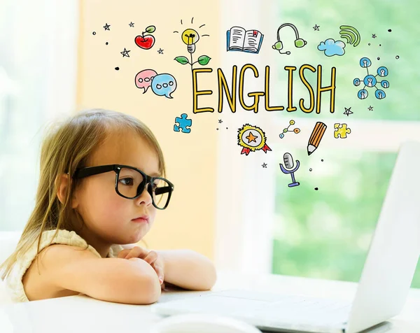 Testo in inglese con bambina — Foto Stock