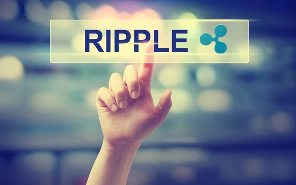 Ripple with hand pressing a button — Stock Photo, Image