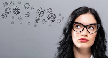 Gears genç iş kadını ile