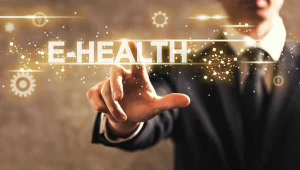 E-Health κείμενο με επιχειρηματία — Φωτογραφία Αρχείου