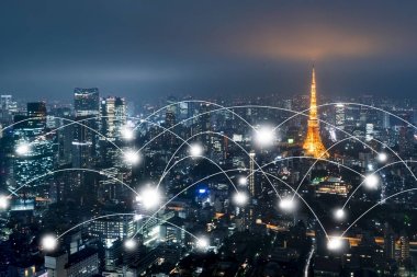 Tokyo ile ağ ve bağlantı teknoloji kavramı