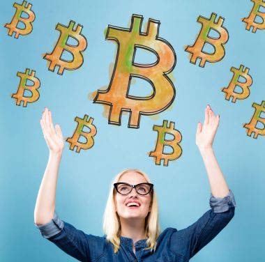 Genç kadın ile Bitcoin