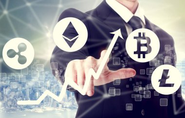 Cryptocurrency kavramı ile işadamı