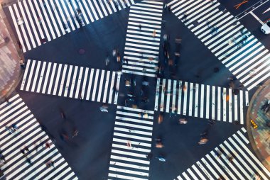 Tokyo büyük bir kavşak havadan görünümü