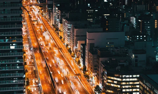 Luchtfoto van een snelweg in Osaka — Stockfoto
