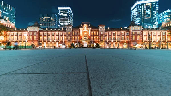 东京站夜间照明 — 图库照片