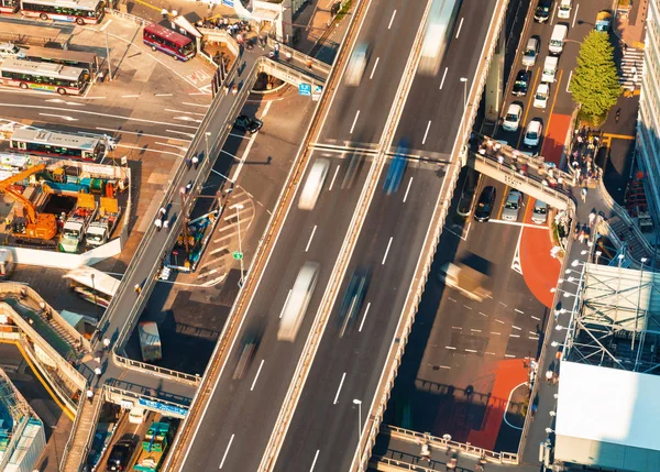 東京都渋谷区の高架道路の空撮 — ストック写真