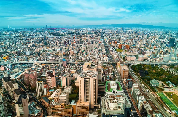 日本大阪鸟瞰图 — 图库照片
