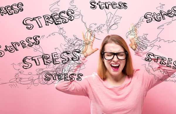 Estrés con la mujer sintiéndose estresada — Foto de Stock