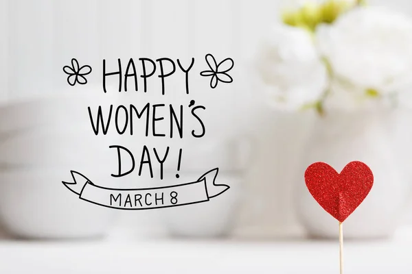 Womens Day message with small red heart — Stock Photo, Image