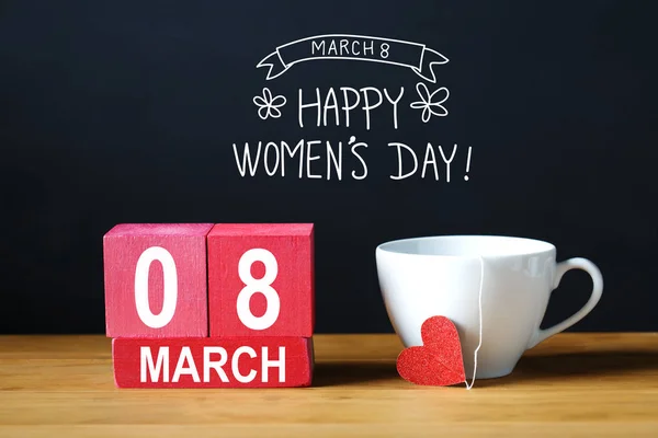 Botschaft zum Frauentag mit Kaffeetasse — Stockfoto