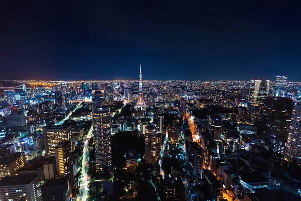 Luftaufnahme des Tokyoturms bei Nacht — Stockfoto