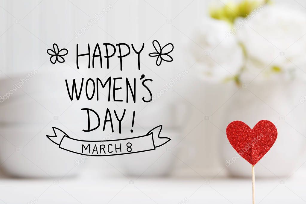Womens Day message with small red heart