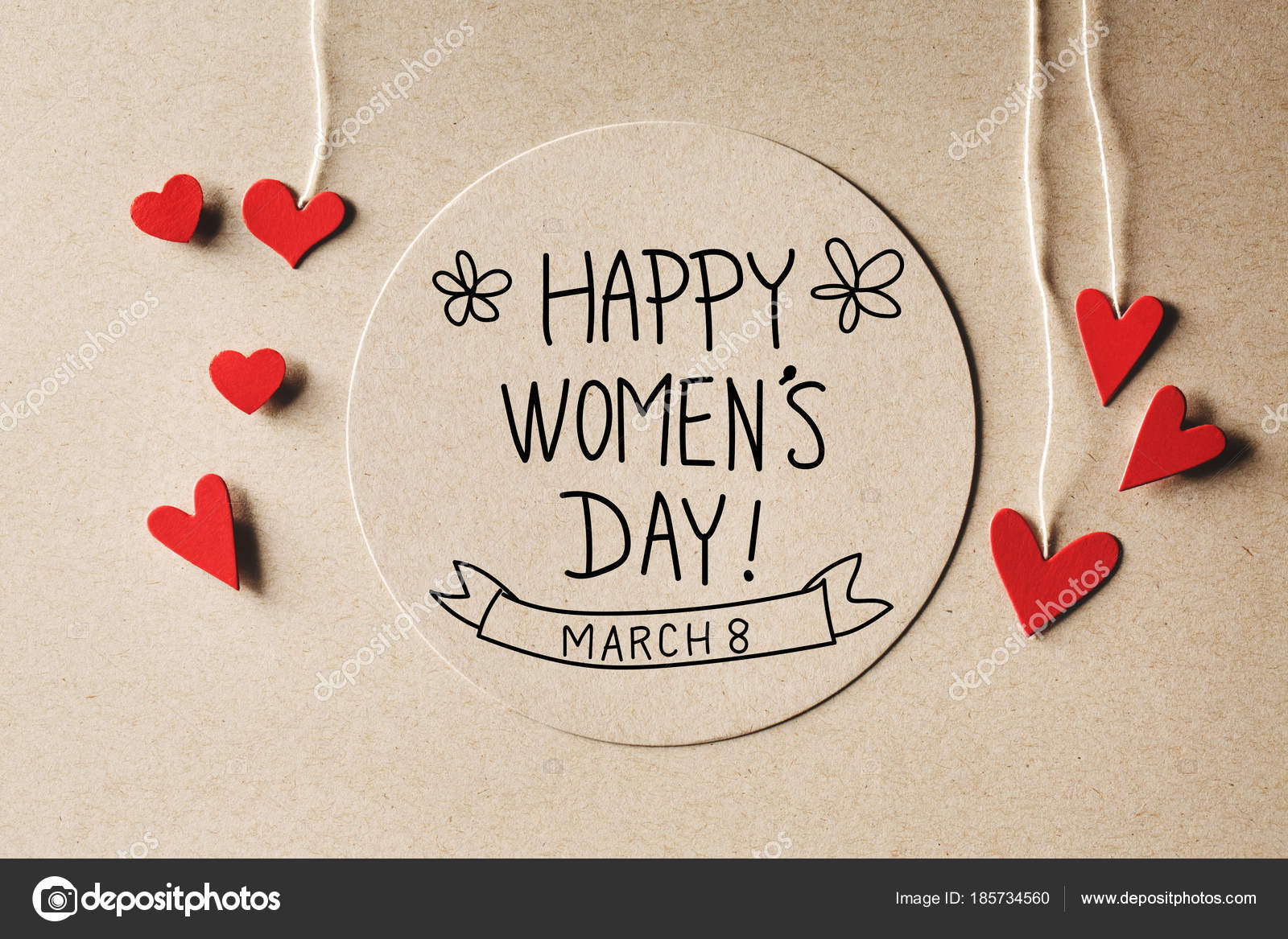Happy Women S Day Message Happy Womens Day Message With Small Hearts Stock Photo By ©Melpomene  185734560