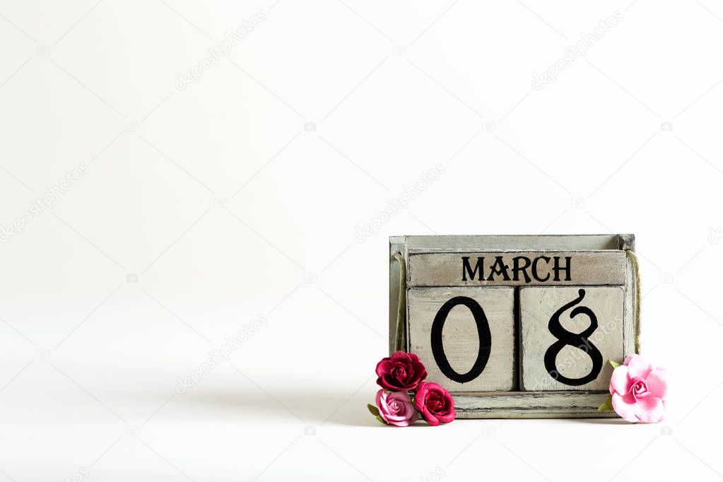 Womans day March 8 with block calendar