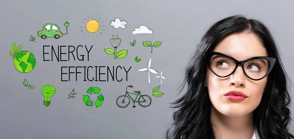 Az energiahatékonyságot és a fiatal üzletasszony — Stock Fotó