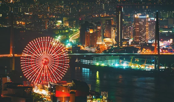 Aerial view of the Osaka Bay harbor area — Stock Photo, Image