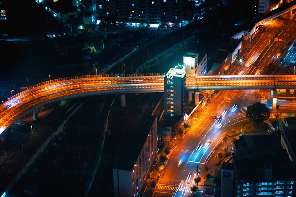 Flygfoto över en korsning i Osaka — Stockfoto