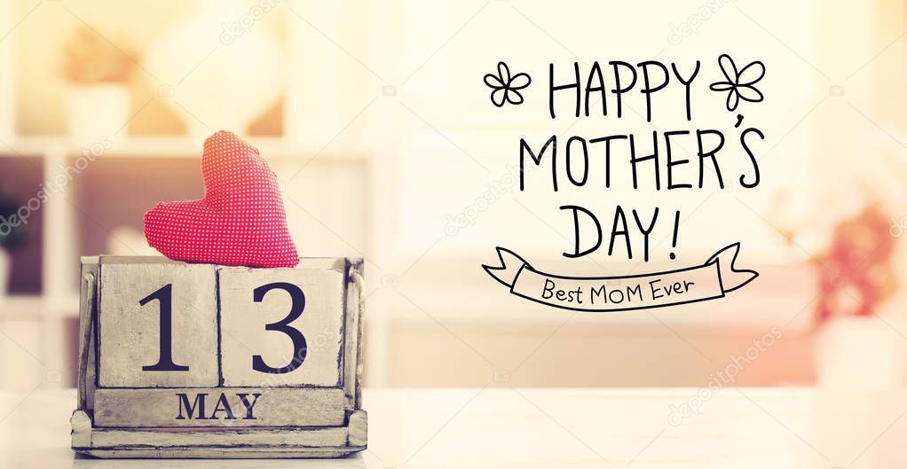 13 May Happy Mothers Day message with calendar