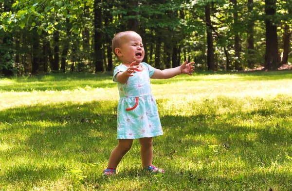 Bouleversé tout-petit fille pleurer — Photo