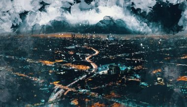 Havadan görünümü kroki Downtown Los Angeles '
