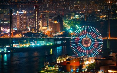 Osaka Bay harbor çevrenin havadan görünümü