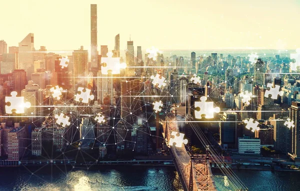 Pedaços de puzzle com a cidade de Nova Iorque — Fotografia de Stock