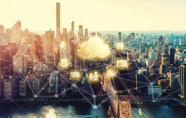 Cloud Computing com a cidade de Nova York — Fotografia de Stock