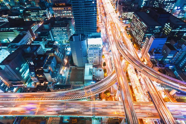 Vista aérea de una intersección de carreteras en Osaka, Japón —  Fotos de Stock