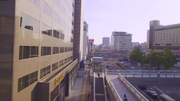 Oogpunt real-time rit door Kobe Japan op een onorail — Stockvideo