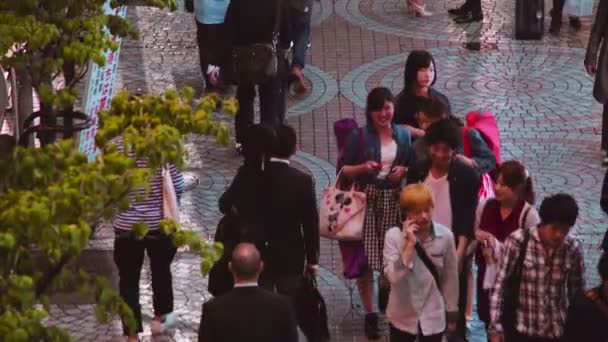 Människor går ner på gatan utanför stationen Shinjuku, Tokyo — Stockvideo