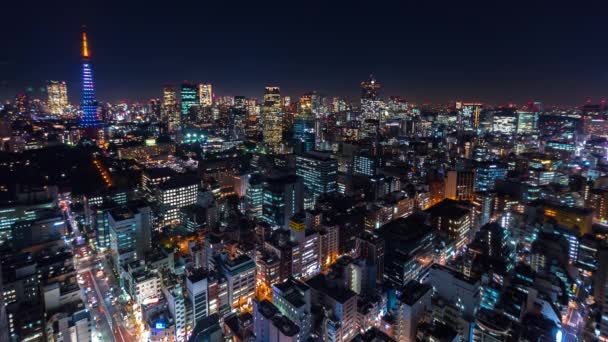 夜の東京のタイムラプス — ストック動画