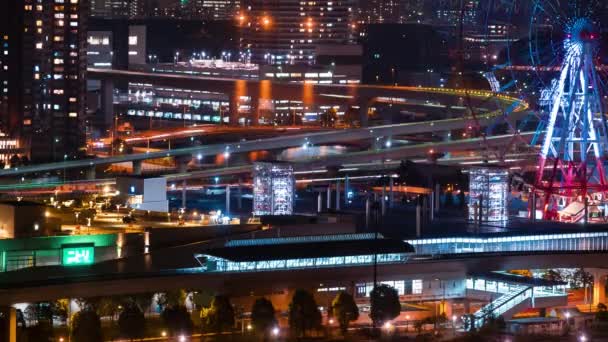 Odaiba, Tokyo gece hızlandırılmış — Stok video